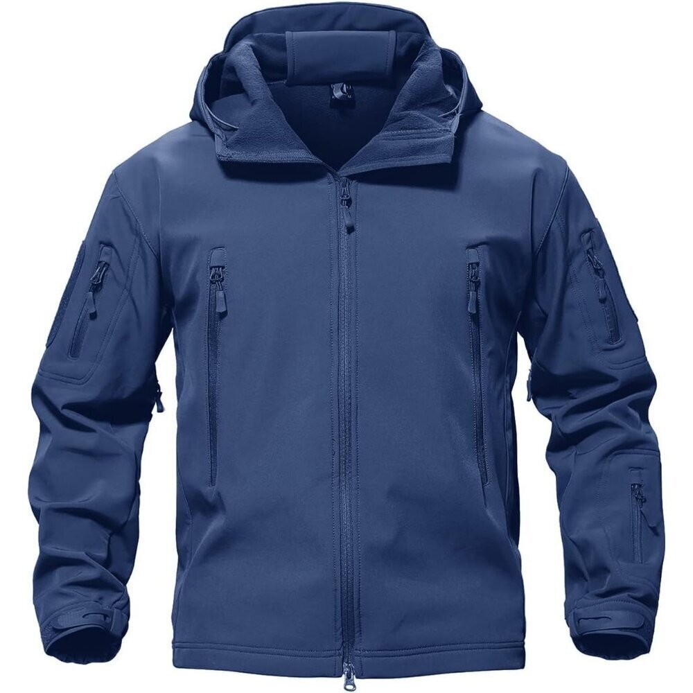 Men's #05-royal Blue Tactical Soft Shell Winter Jacket with Fleece Lining & Hood